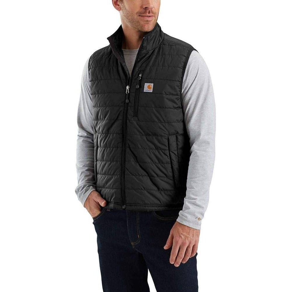 Carhartt Gilliam Vest Mens Medium Black Quilted Insulated Rain Defender 102286